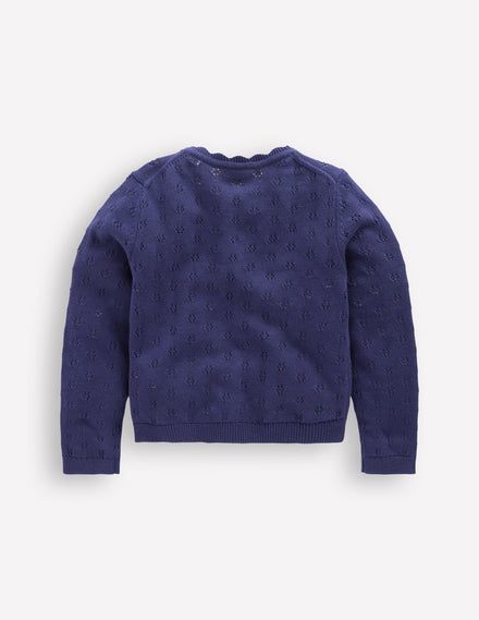 Everyday Scalloped Cardigan-College Navy