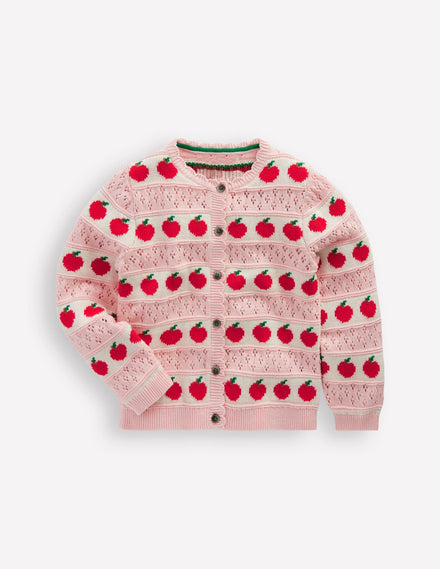 Pretty Scalloped Cardigan-Chalk Pink Apples