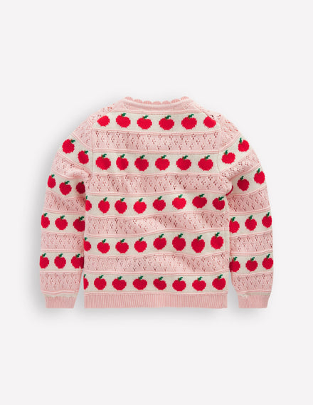 Pretty Scalloped Cardigan-Chalk Pink Apples