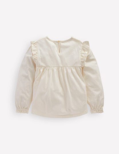 Embroidered Jersey Yoke Top-Soft Ivory Embroidery-3
