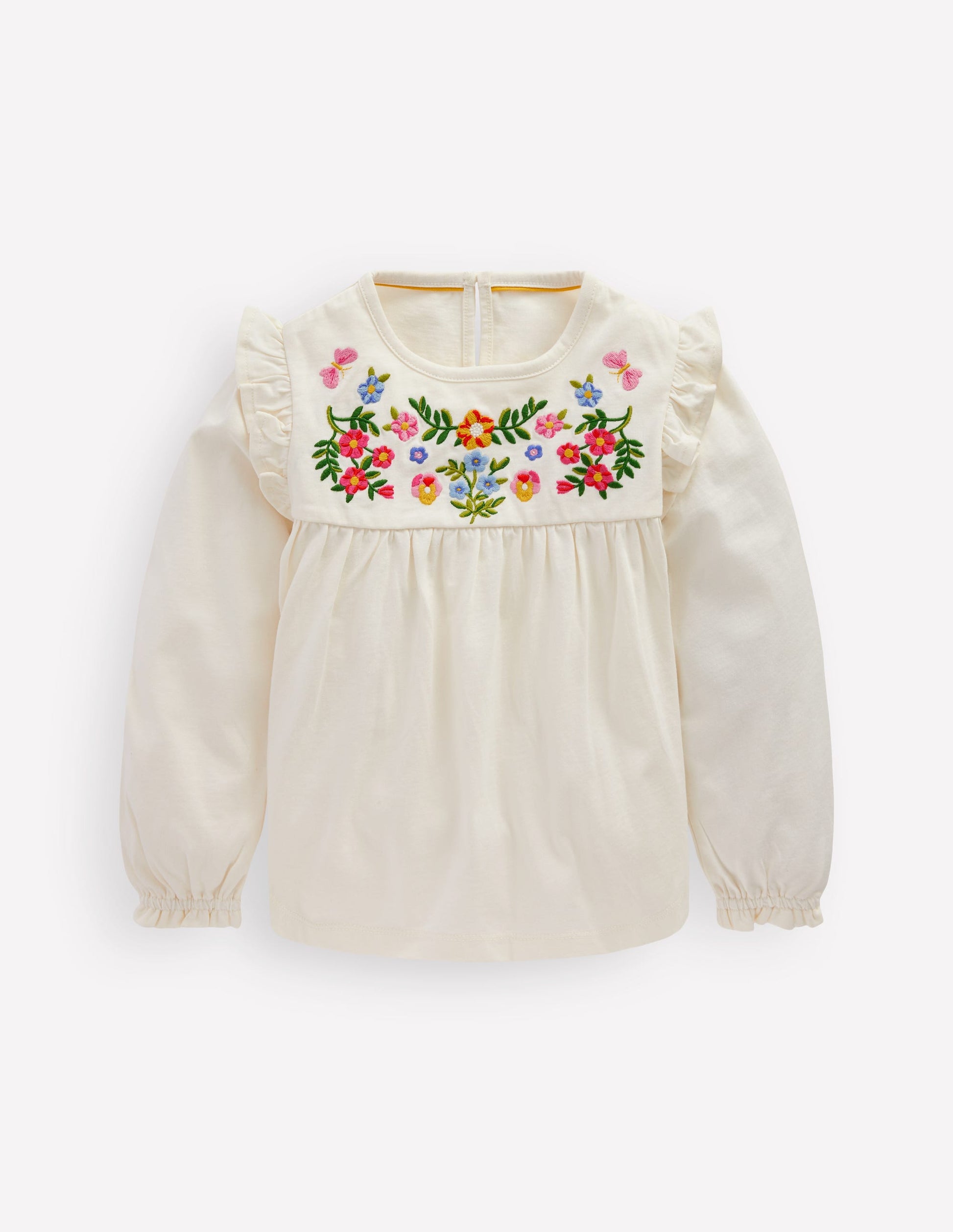 Embroidered Jersey Yoke Top-Soft Ivory Embroidery-2