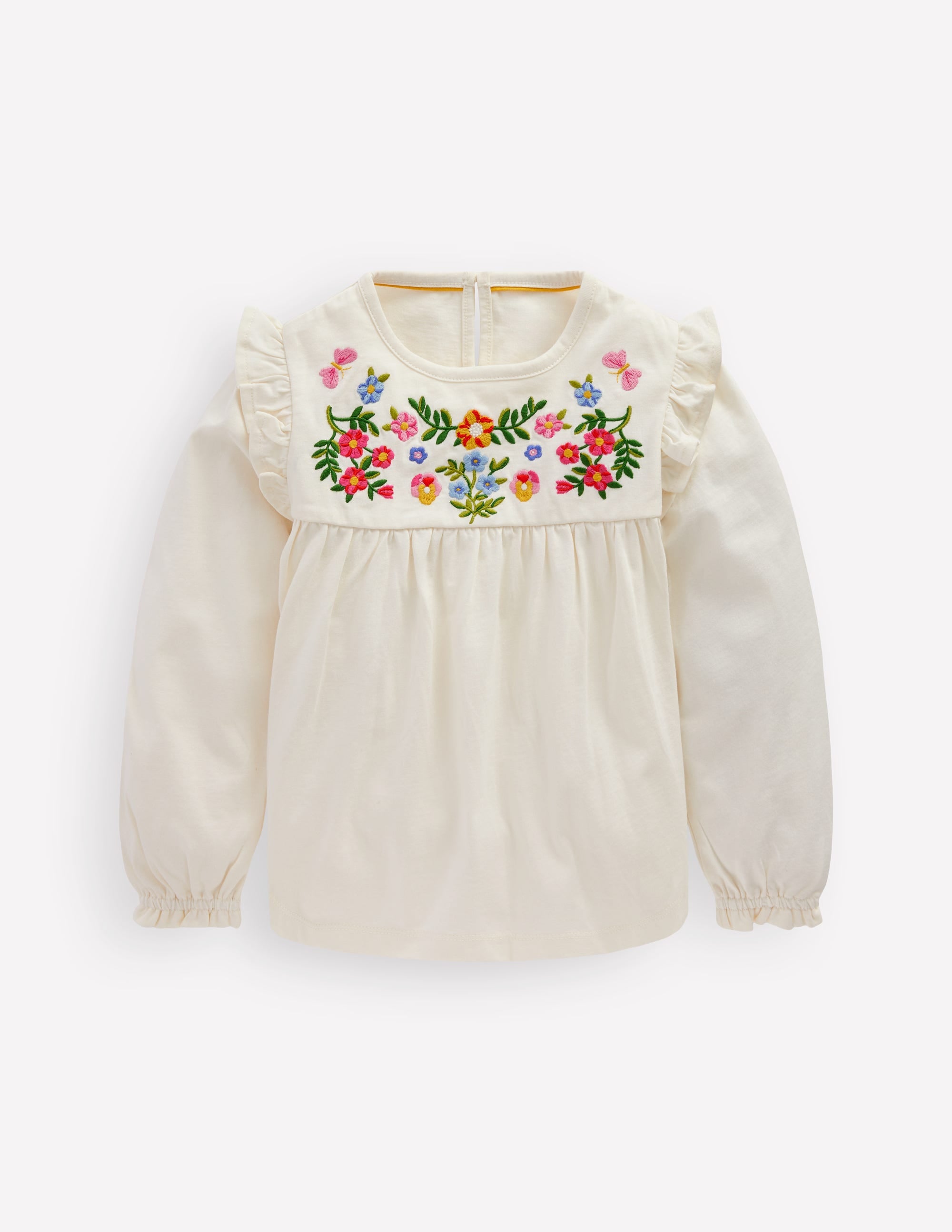 Embroidered Jersey Yoke Top-Soft Ivory Embroidery - Image 1