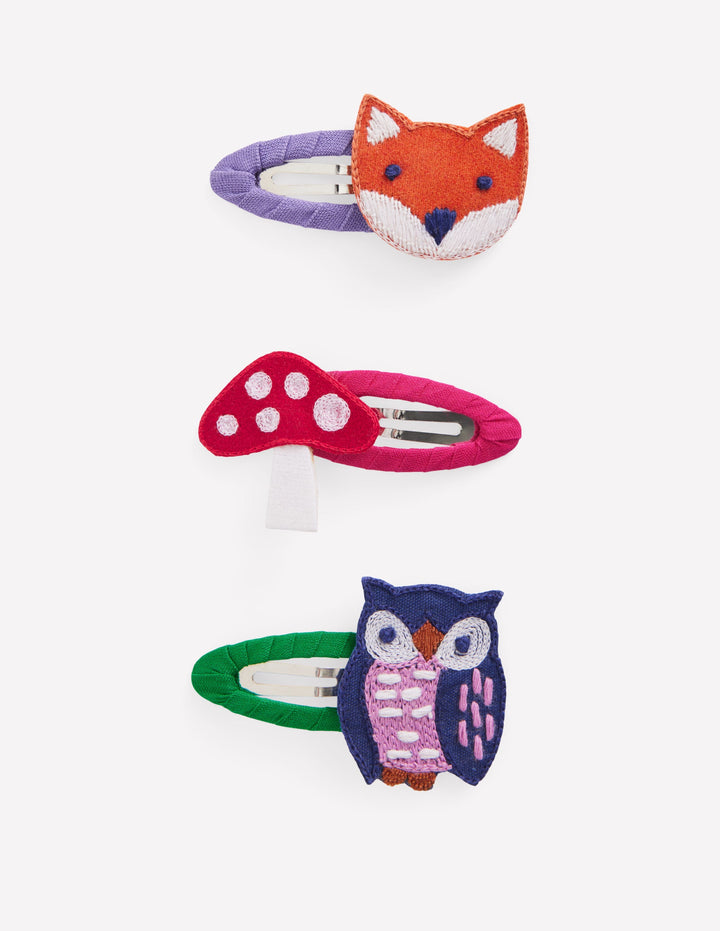 3-pack Hair Clips-Woodland Animals