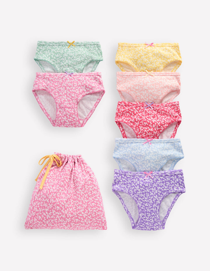 7 pack Pointelle Pants-Multi Ditsy Vine
