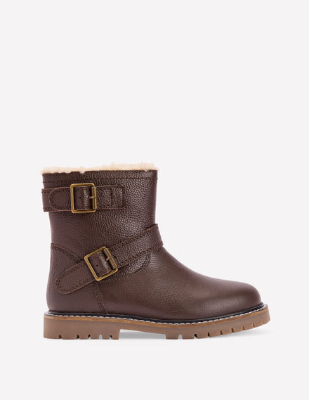 Leather Biker Boots-Dark Chocolate