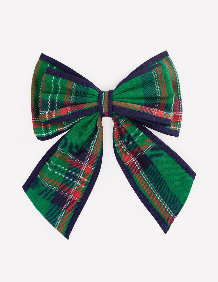 Big Bow Clip-Green Check