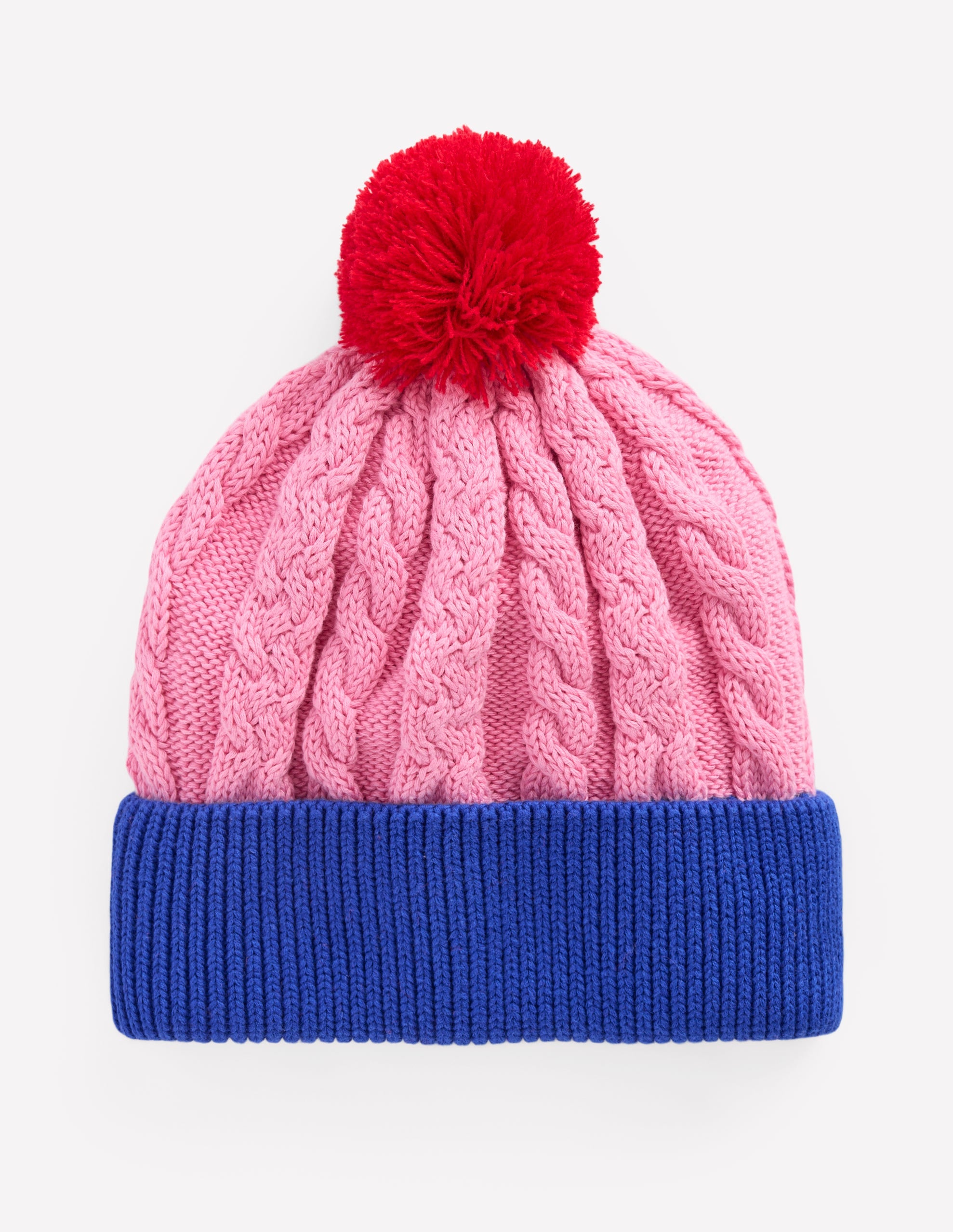 Knitted Beanie-Pink Colourblock - Image 1