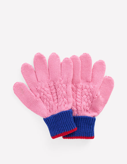 Knitted Gloves-Pink Colourblock