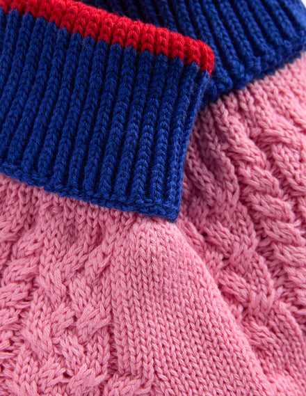 Knitted Gloves-Pink Colourblock