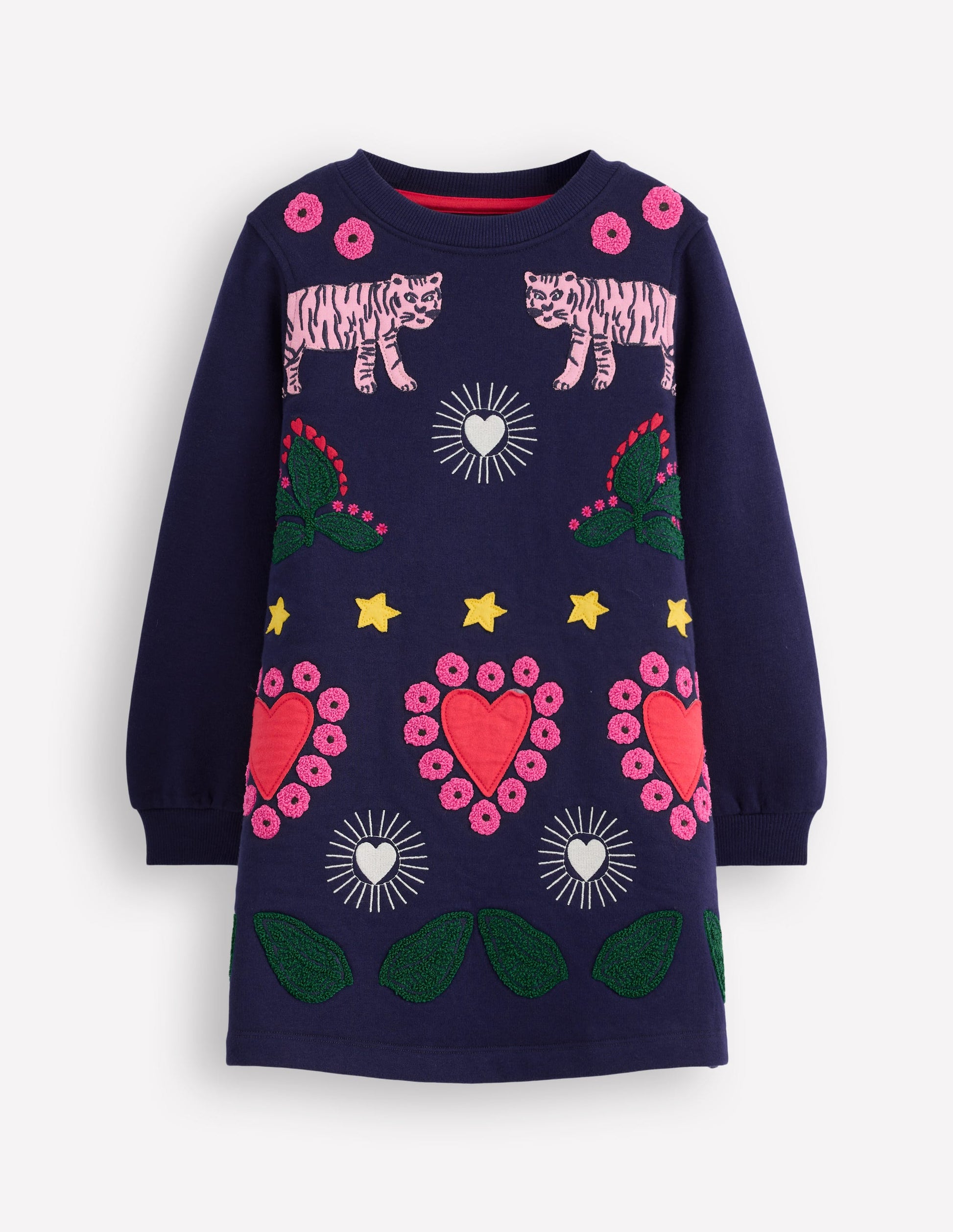 Ida Sweatshirt Appliqué Dress-College Navy Tigers-1