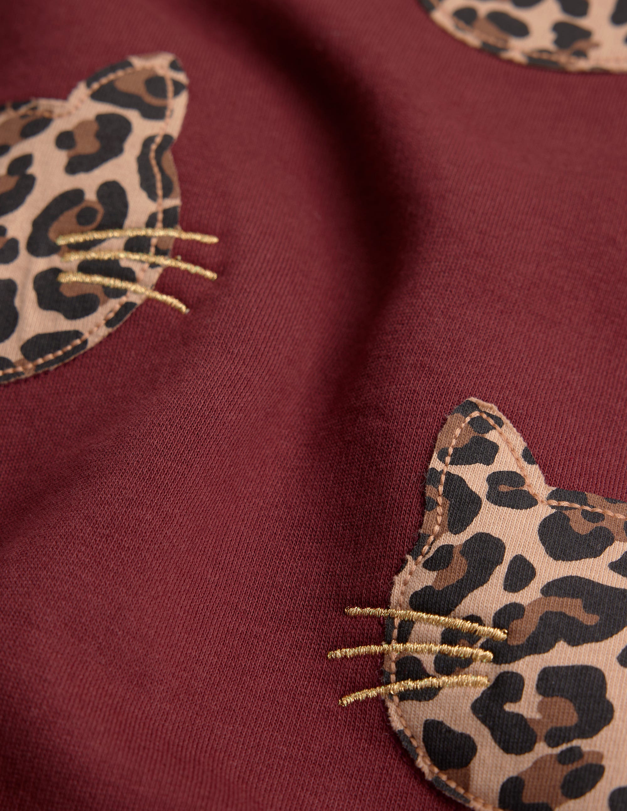 Ida Sweatshirt Appliqué Dress-Chestnut Cat Faces - Image 3