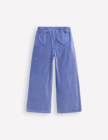 Heart Pocket Velour Jogger-Soft Blue
