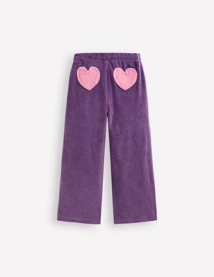 Heart Pocket Velour Jogger-Mystical Purple