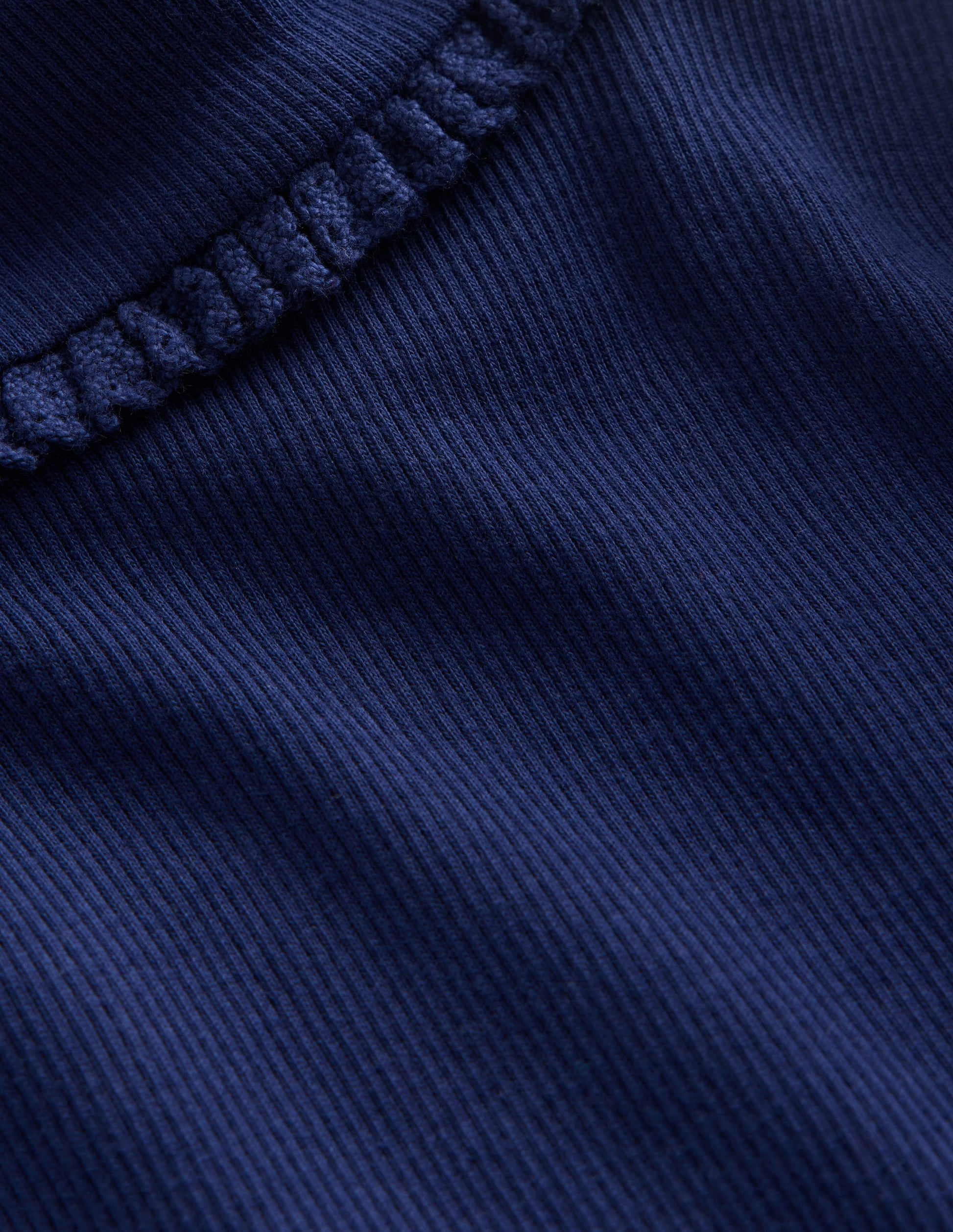 Ribbed Roll Neck Top-College Navy-5
