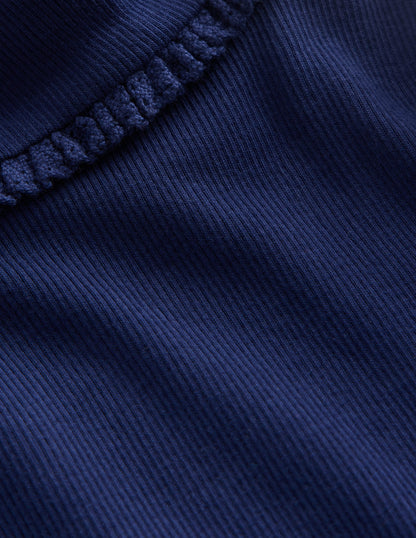 Ribbed Roll Neck Top-College Navy-5
