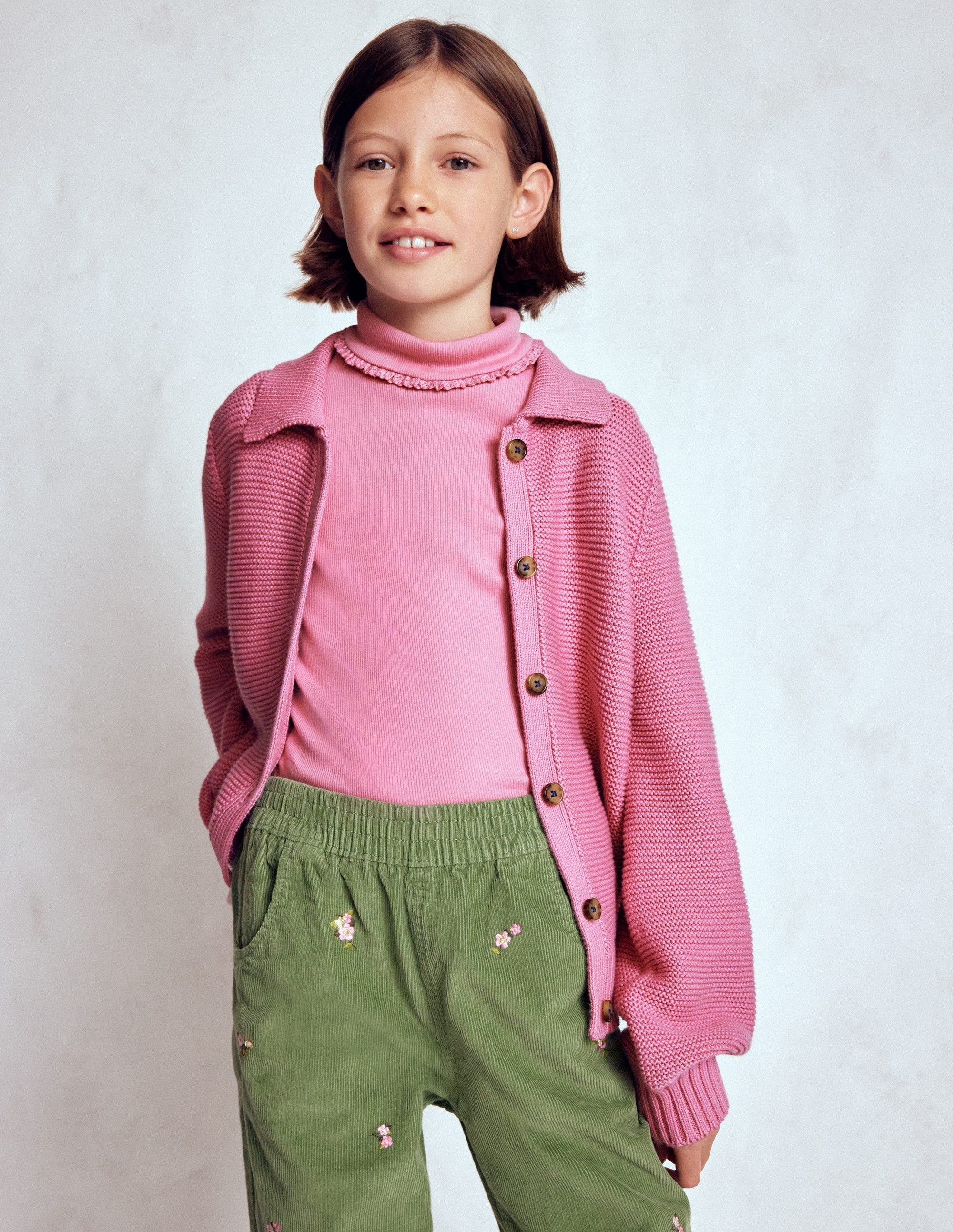 Ribbed Roll Neck Top-Pink Haze - Image 1