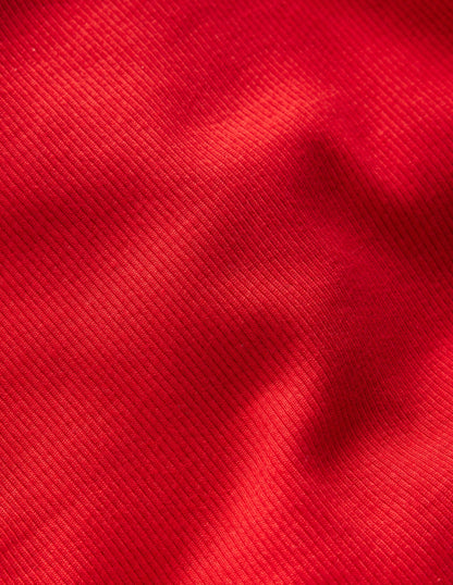 Ribbed Roll Neck Top-Poppy Red-3