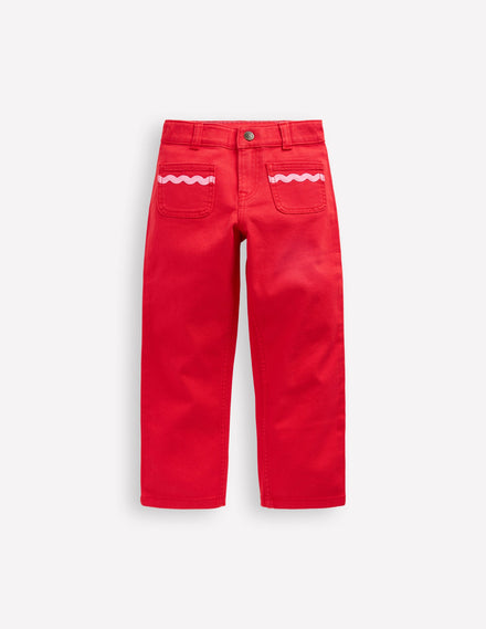 Patch Pocket Trouser-Poppy Red