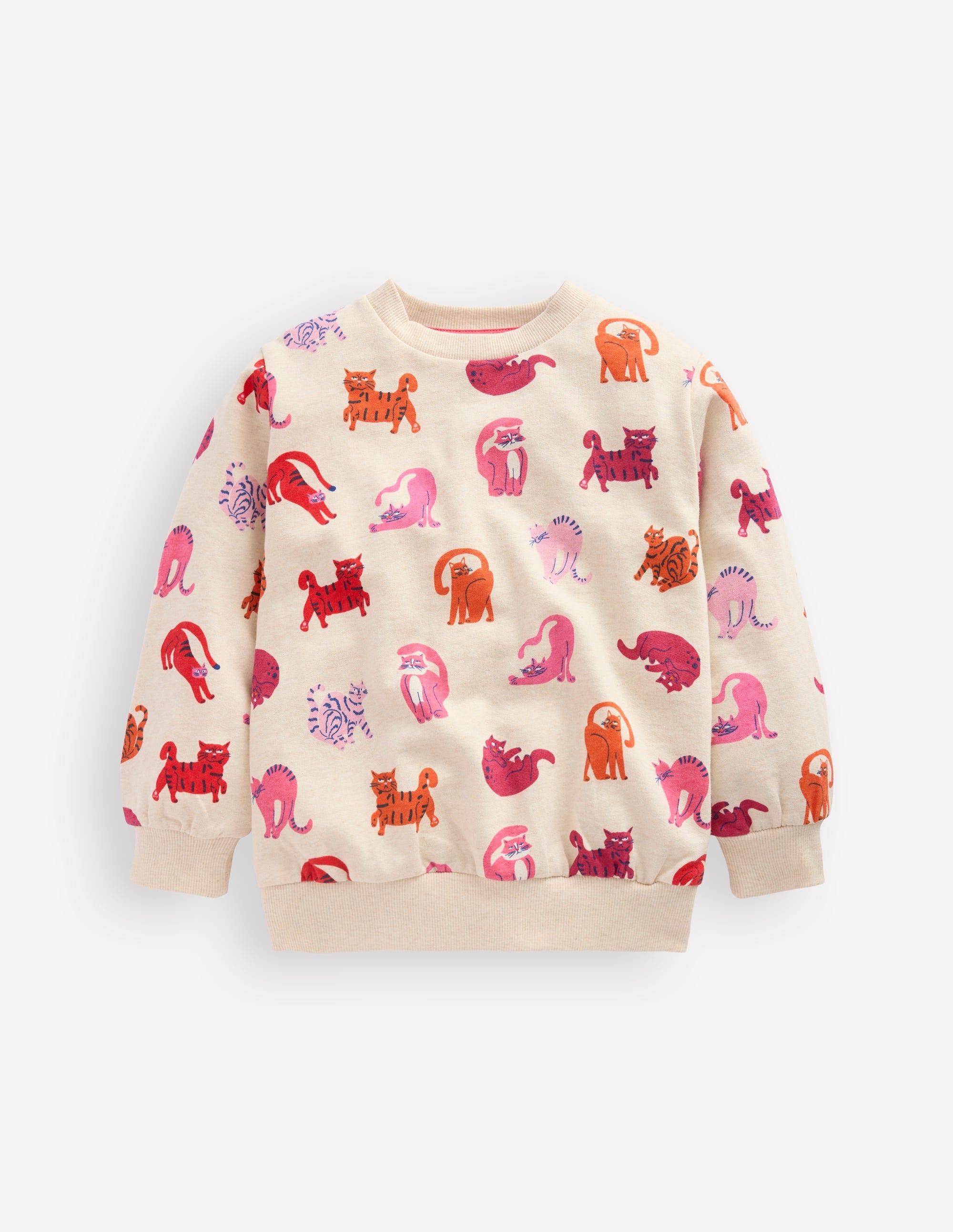 Printed Sweatshirt-Oatmeal Marl Cats - Image 1