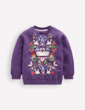 Printed Sweatshirt-Mystic Purple Lovebirds