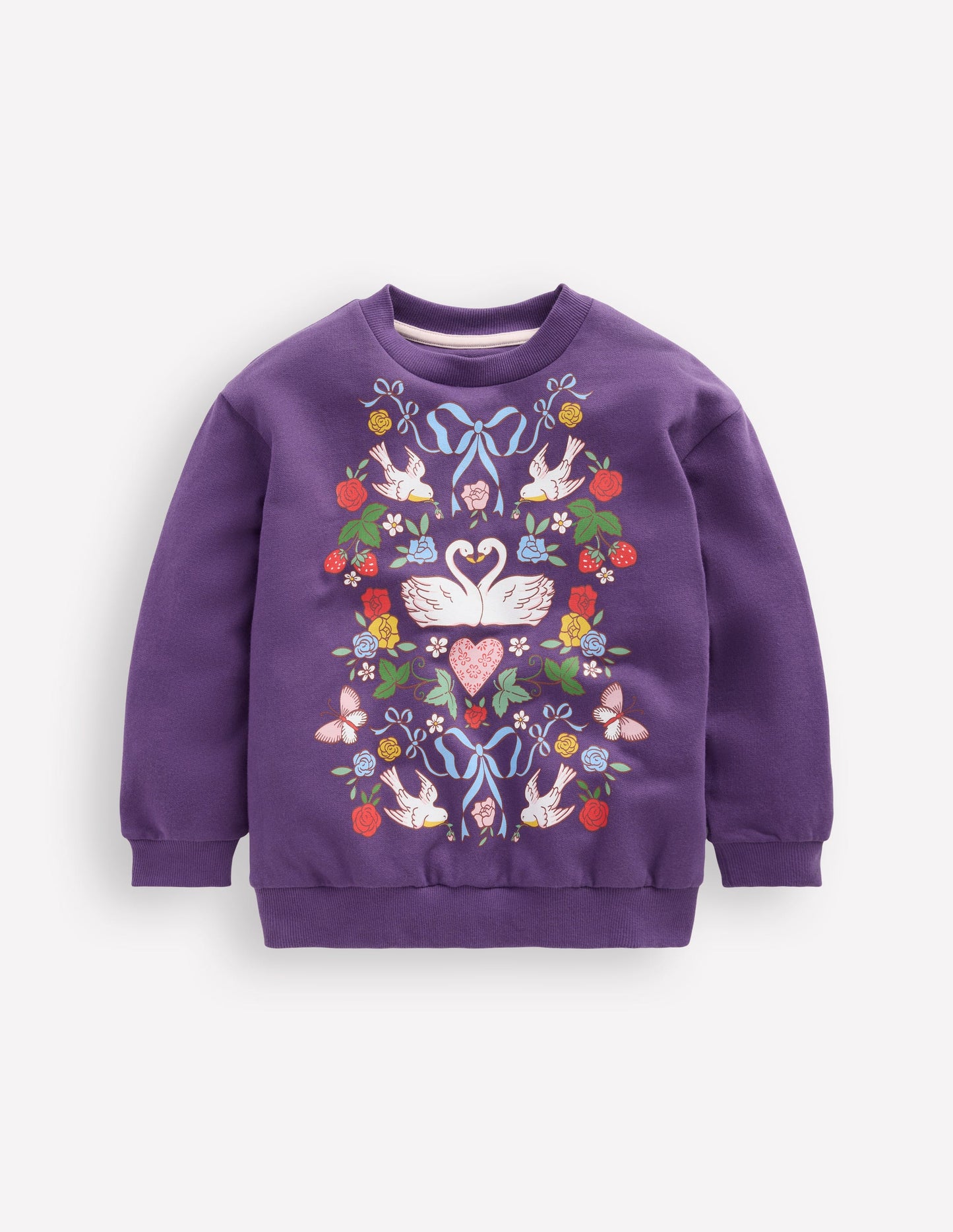 Printed Sweatshirt-Mystic Purple Lovebirds