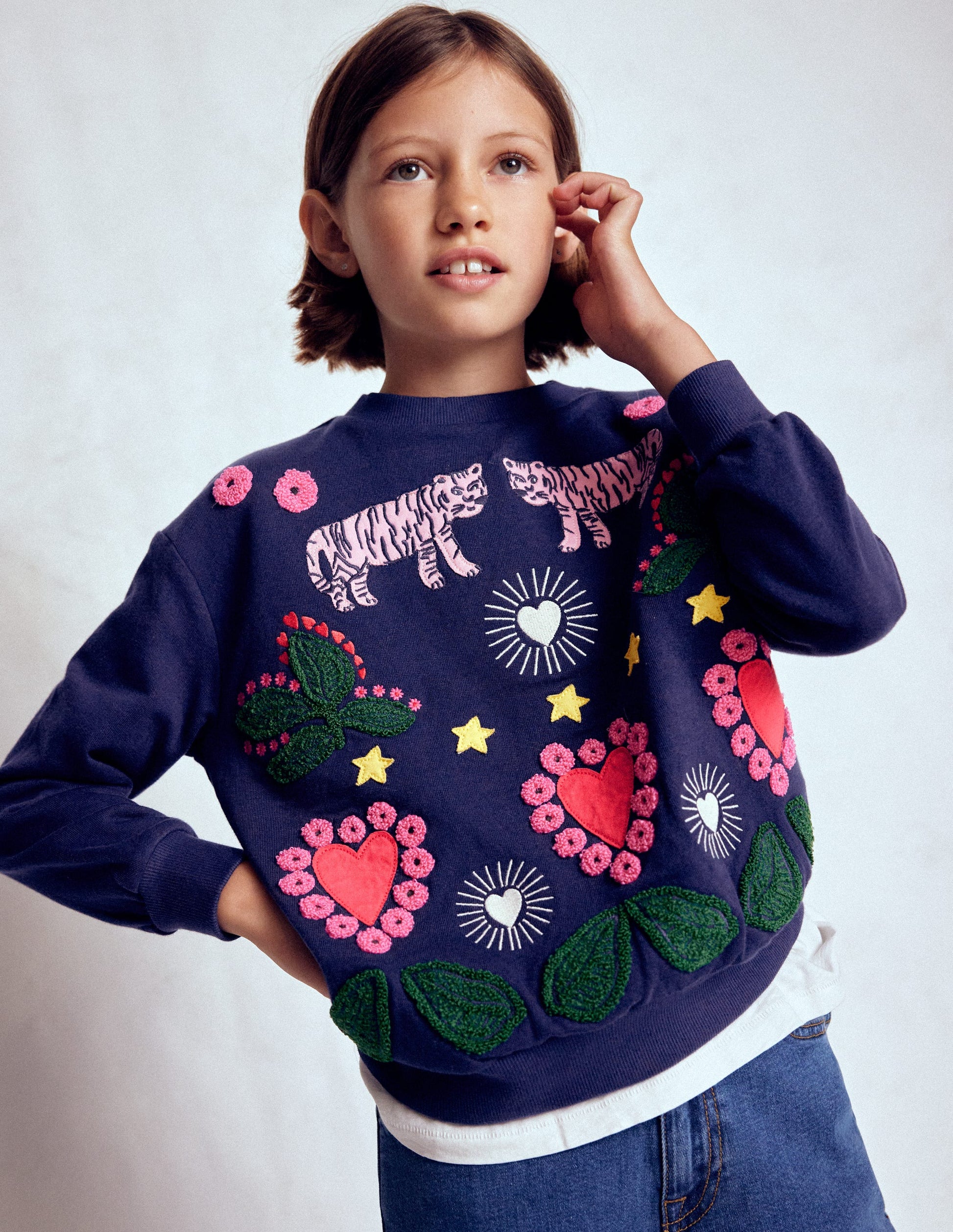Bobbie Appliqué Sweatshirt-College Navy Tigers-1