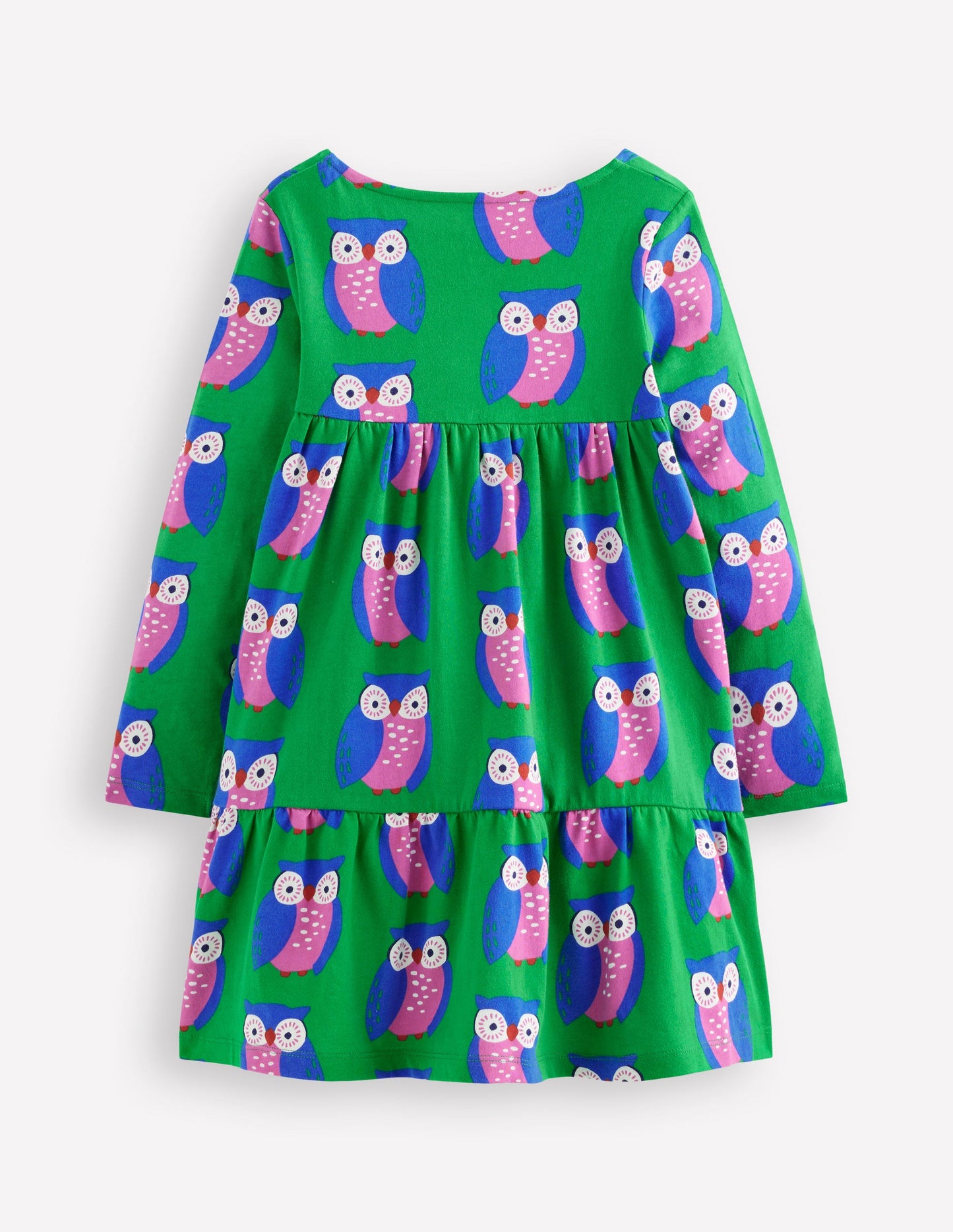 Ariel Long Sleeve Twirly Dress-Rich Emerald Geo Owls