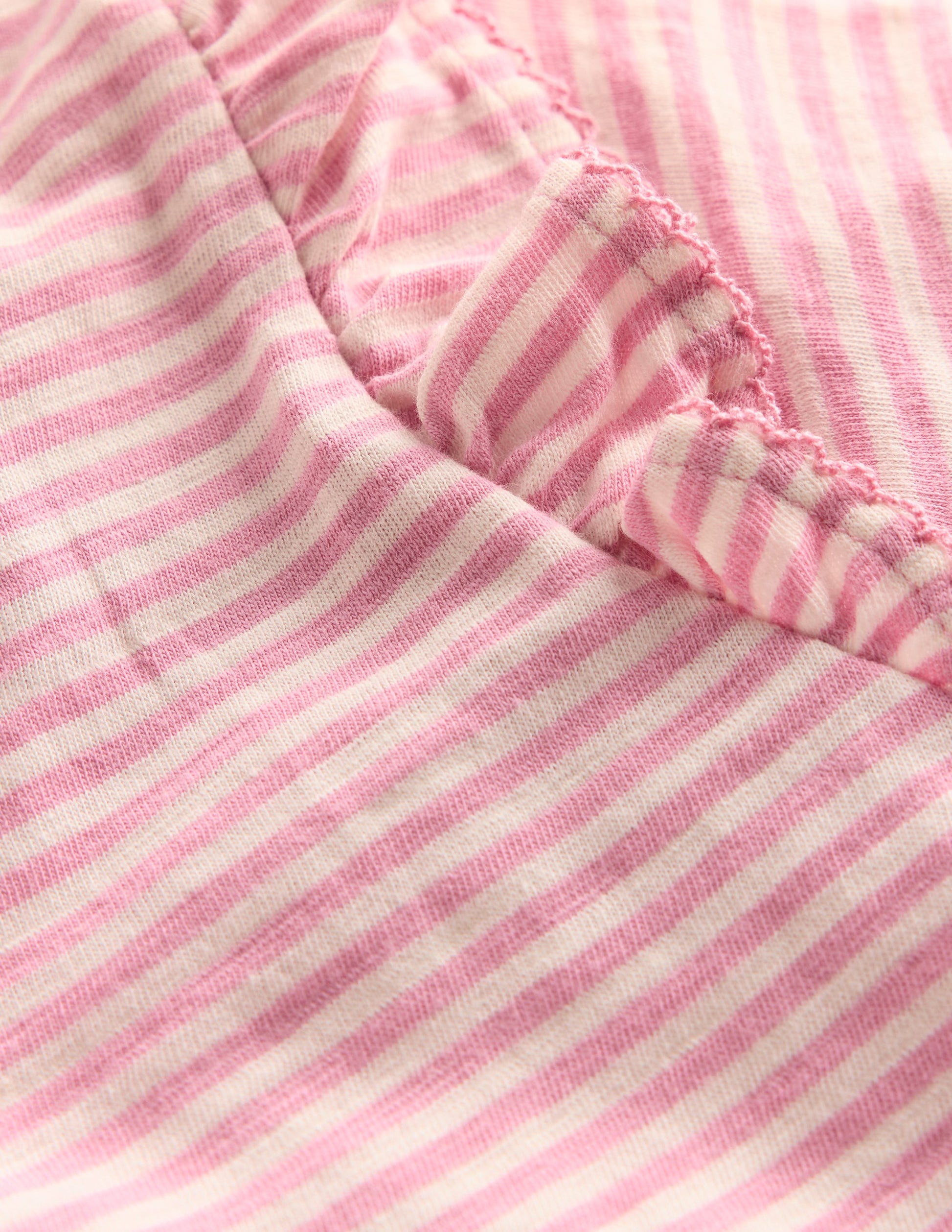 Frill Sleeve Slub Top-Soft Ivory/Pink Haze Stripe-3