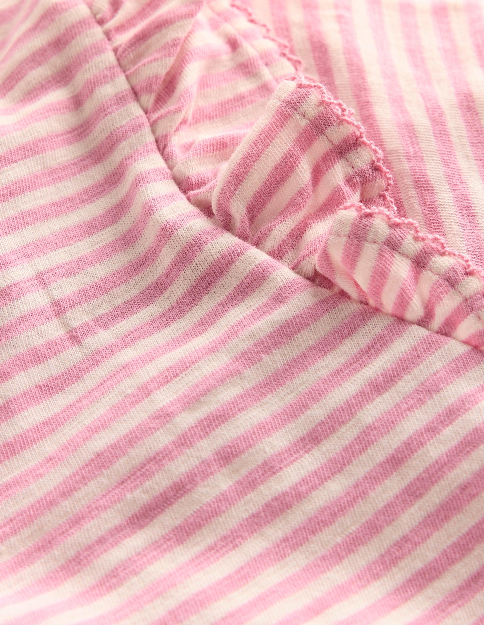 Frill Sleeve Slub Top-Soft Ivory/Pink Haze Stripe - Image 3