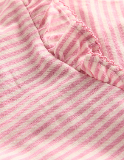 Frill Sleeve Slub Top-Soft Ivory/Pink Haze Stripe-3