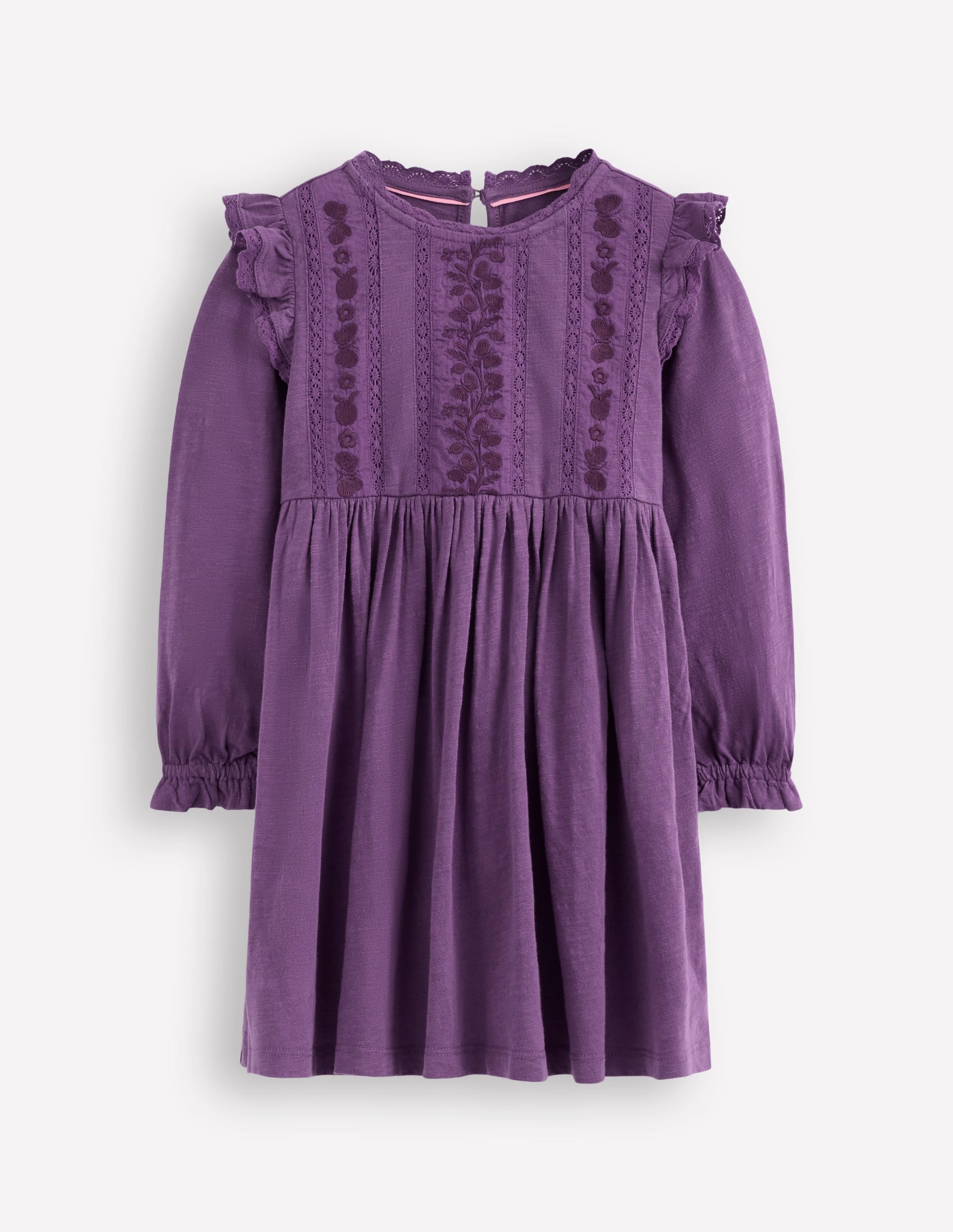 Lace Trim Jersey Dress-Mystical Purple - Image 1