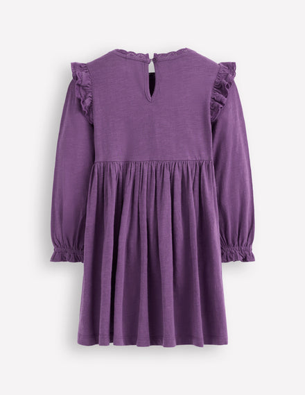 Lace Trim Jersey Dress-Mystical Purple