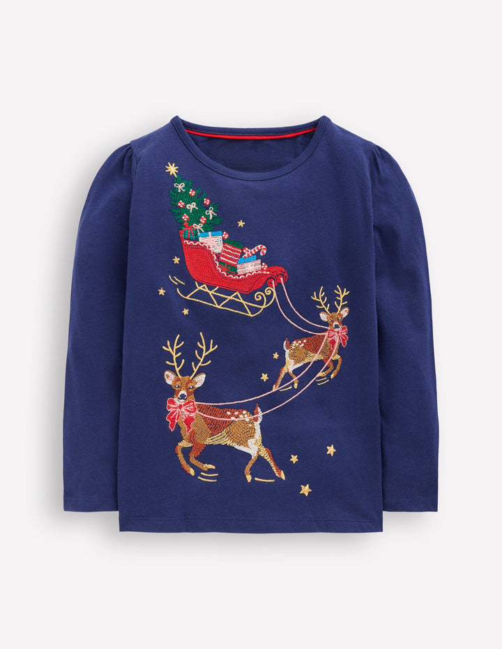 Long Sleeve Superstitch Tee-Starboard Blue Festive
