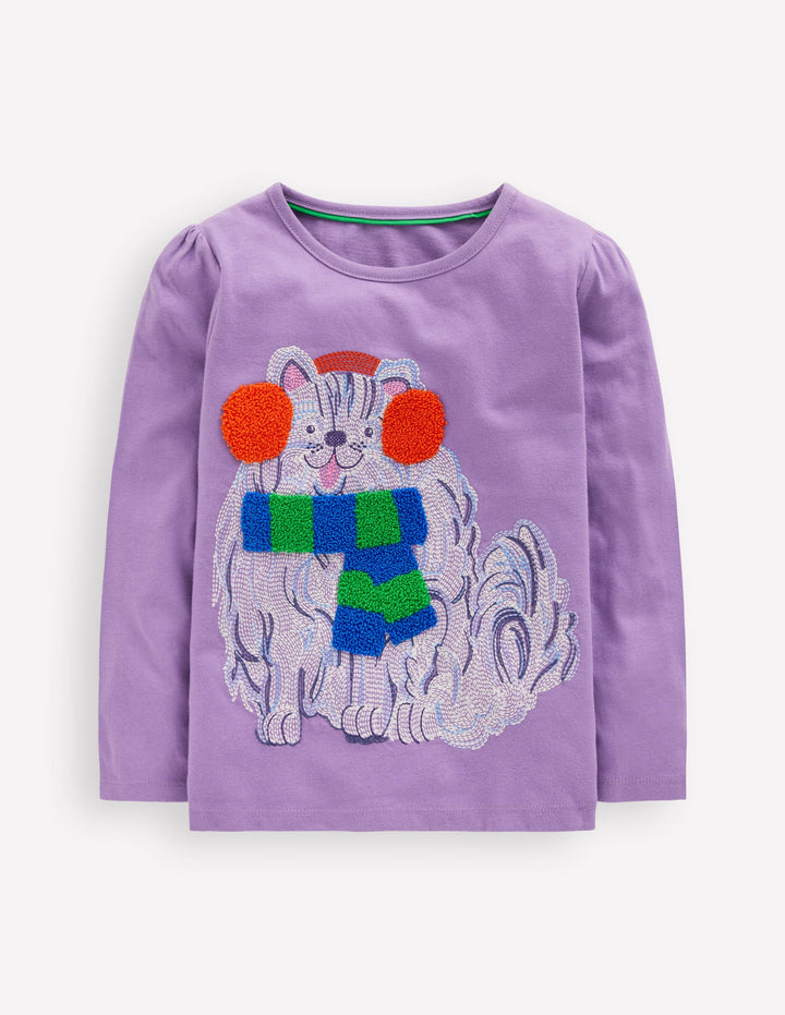 Long Sleeve Superstitch Tee-Aster Purple Dog