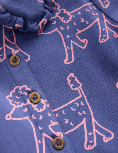 Cosy Jersey Shirt Dress-Starboard Blue Poodles-3