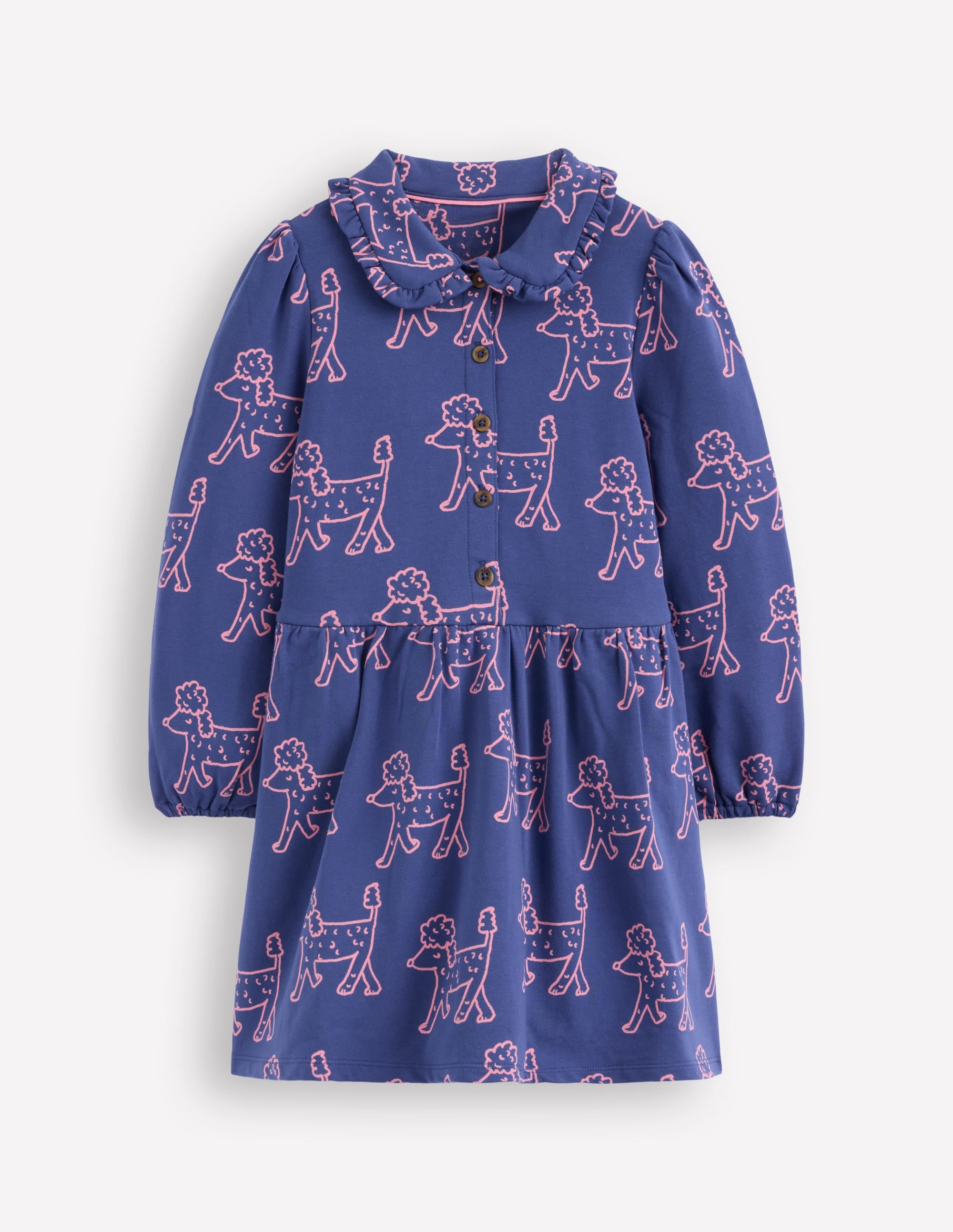 Cosy Jersey Shirt Dress-Starboard Blue Poodles - Image 1