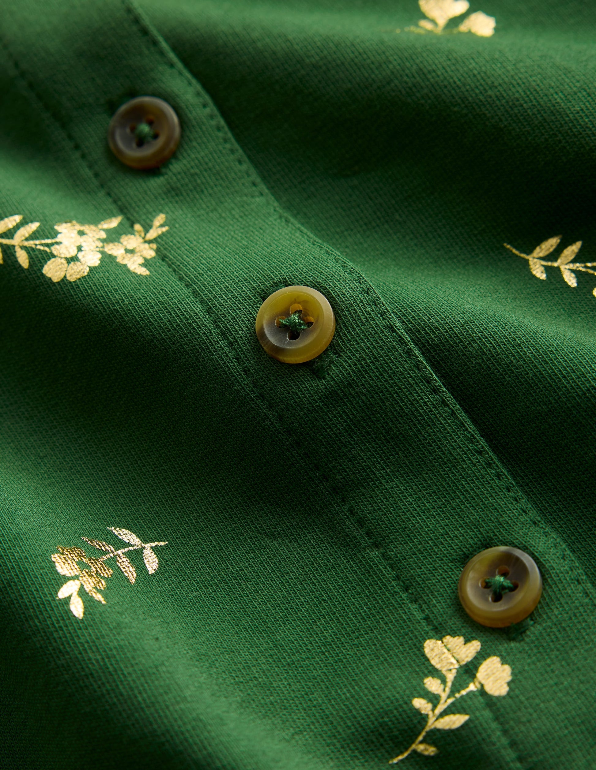 Cosy Jersey Shirt Dress-Green Foil Floral-3