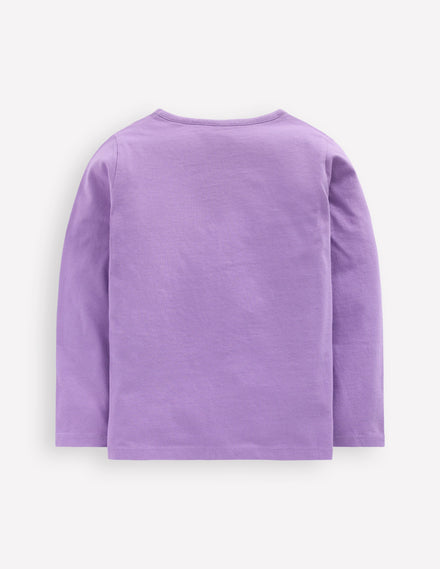Long Sleeve Bouclé T-shirt-Aster Purple Popcorn Bunny