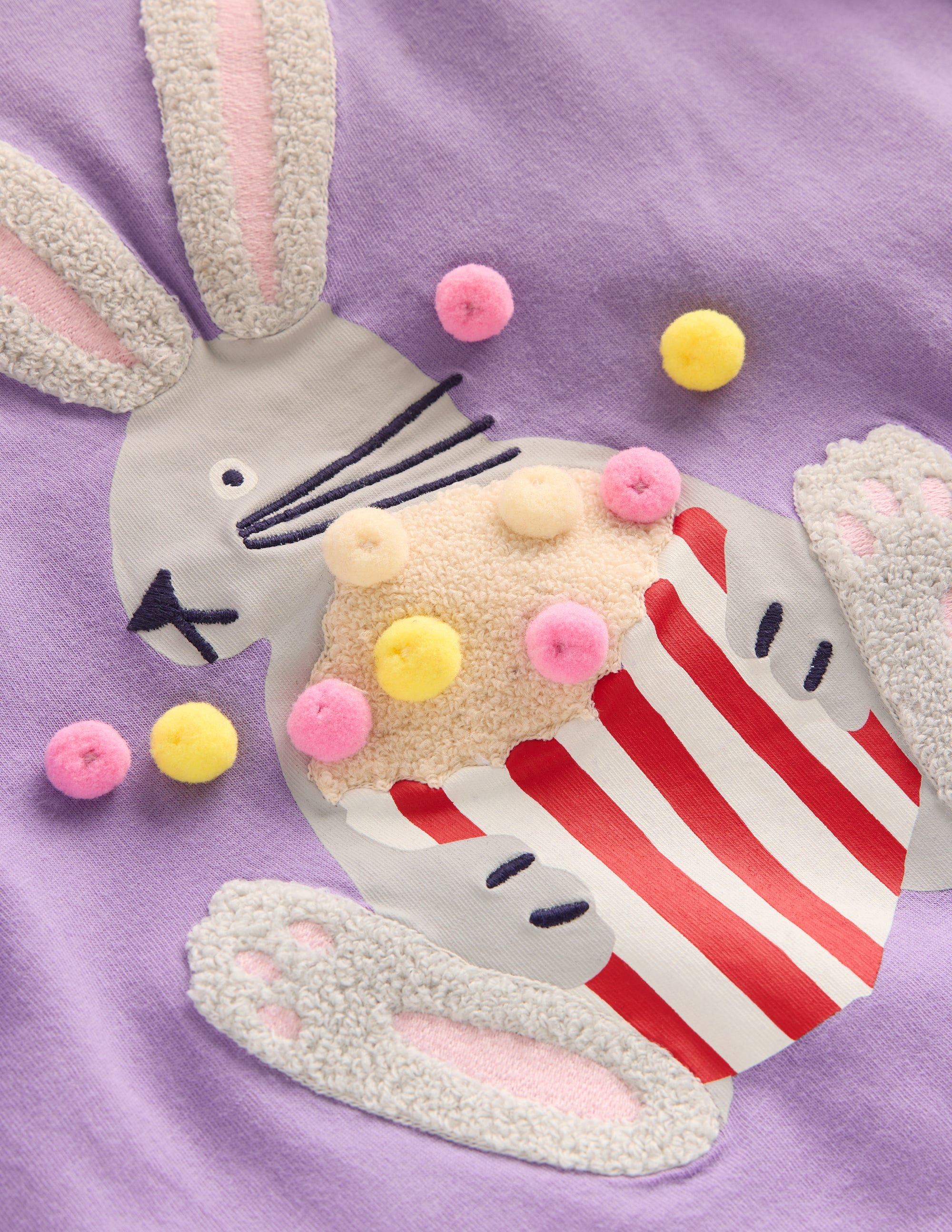 Long Sleeve Bouclé T-shirt-Aster Purple Popcorn Bunny - Image 3
