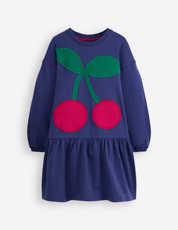 Logo Sweatshirt Dress-Starboard Blue Cherry
