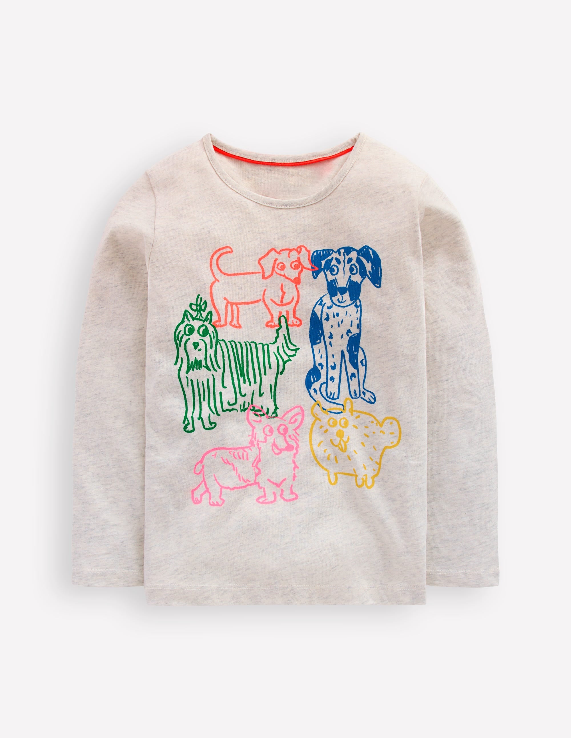 Long Sleeve Riso T-Shirt-Oatmeal Marl Dogs - Image 1