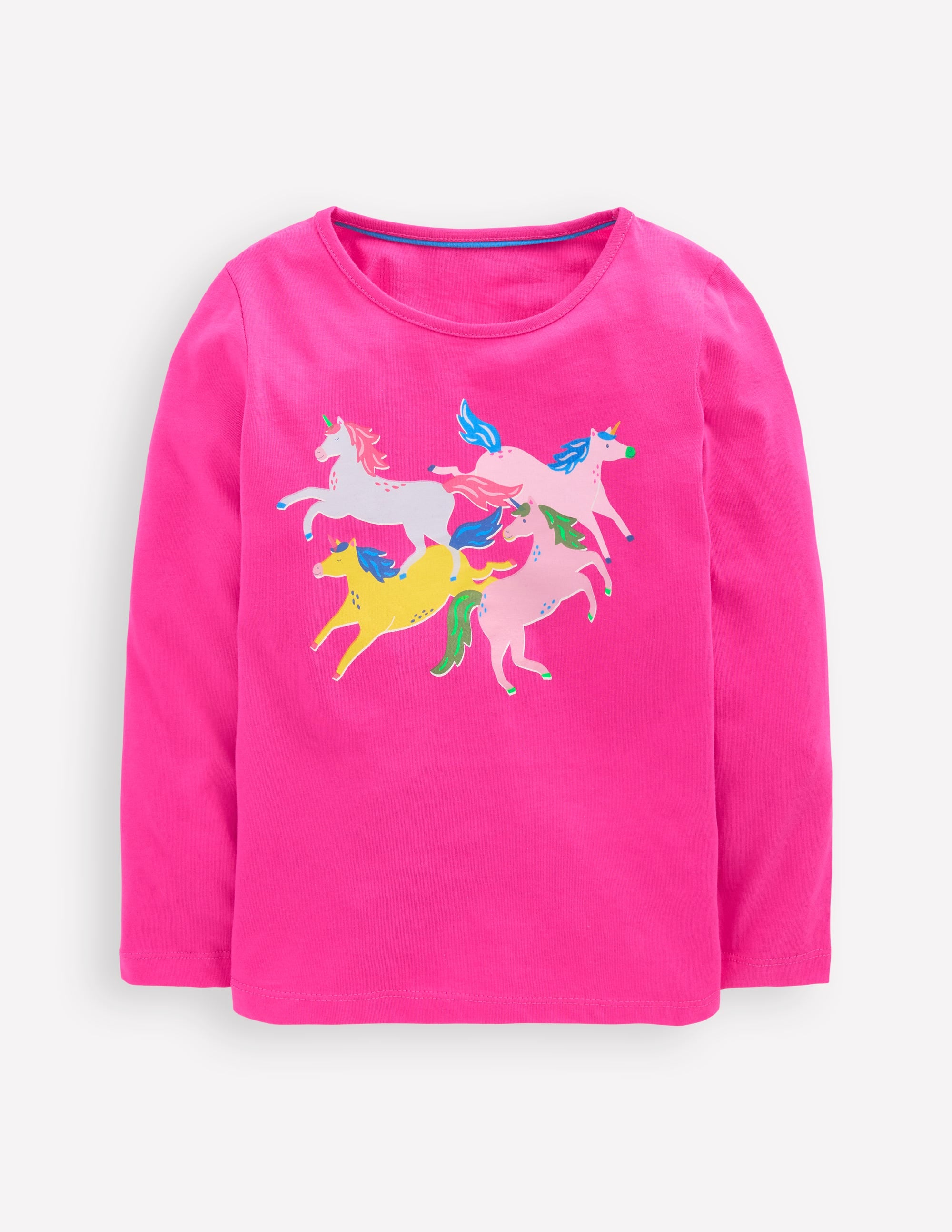 Long Sleeve Riso T-Shirt-Raspberry Pink Unicorns - Image 1
