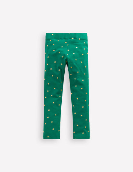 Appliqué Leggings-Jewel Green Robins