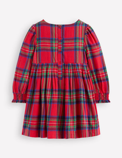 Madeline Long Sleeve Dress-Red Check-3