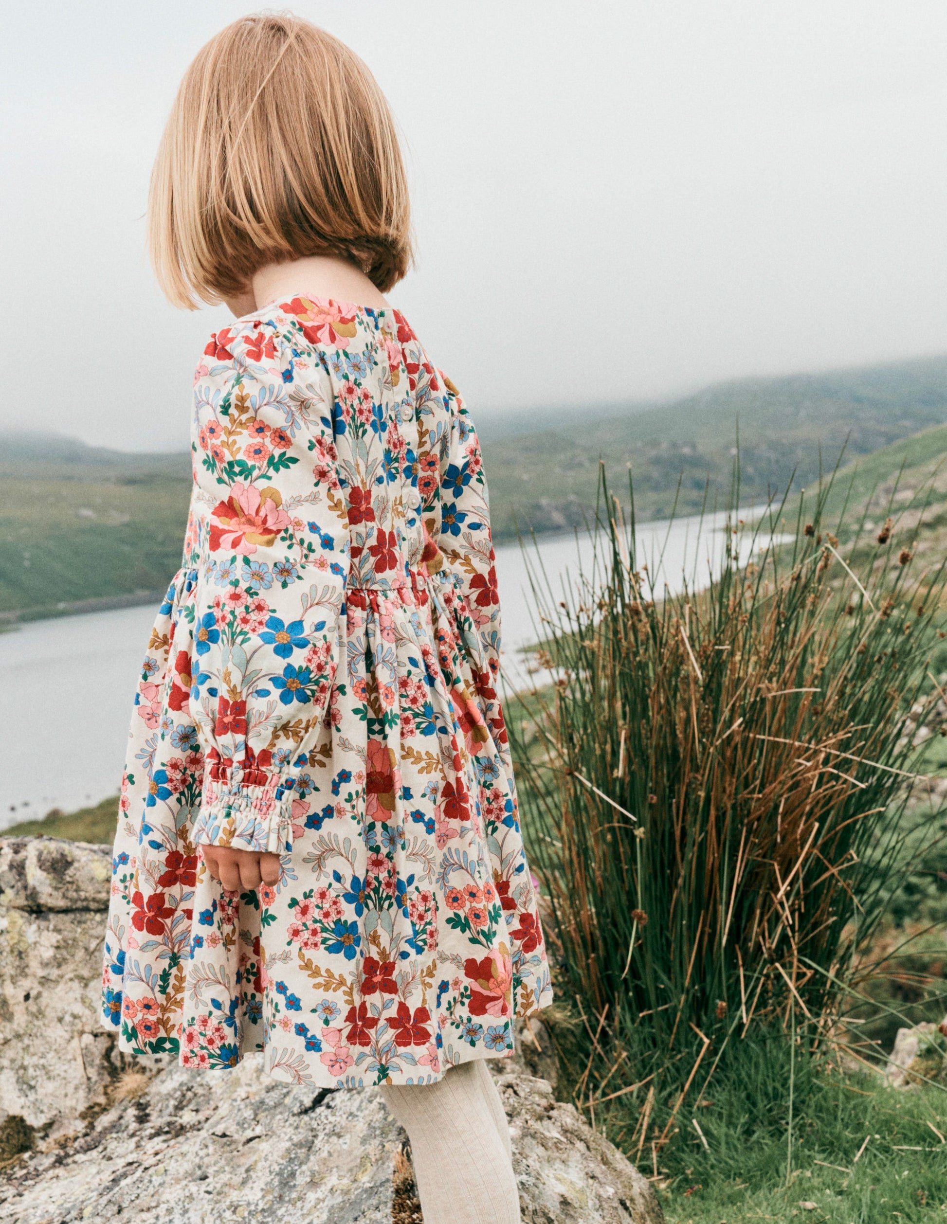 Madeline Long Sleeve Dress - Ecru Small Tapestry Floral