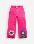 Bobbie Appliqué Joggers-Raspberry Pink Flowers