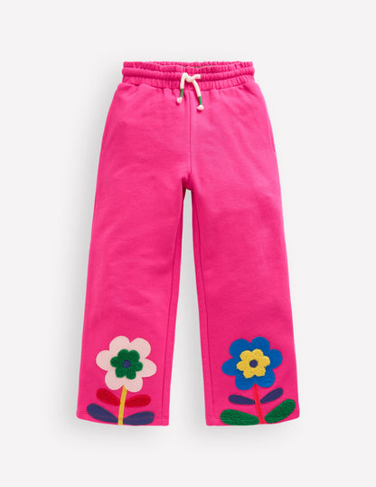 Bobbie Appliqué Joggers-Raspberry Pink Flowers-1