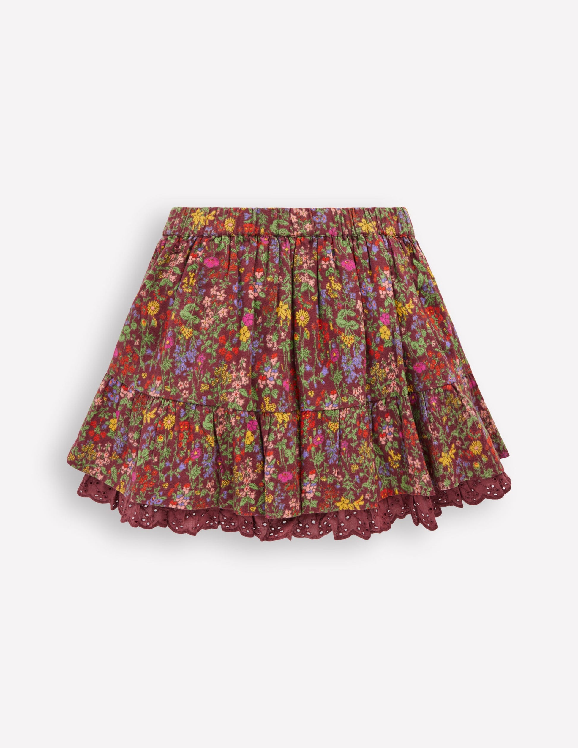 Printed Pull-on Woven Skirt-Chestnut Flower Meadow-3