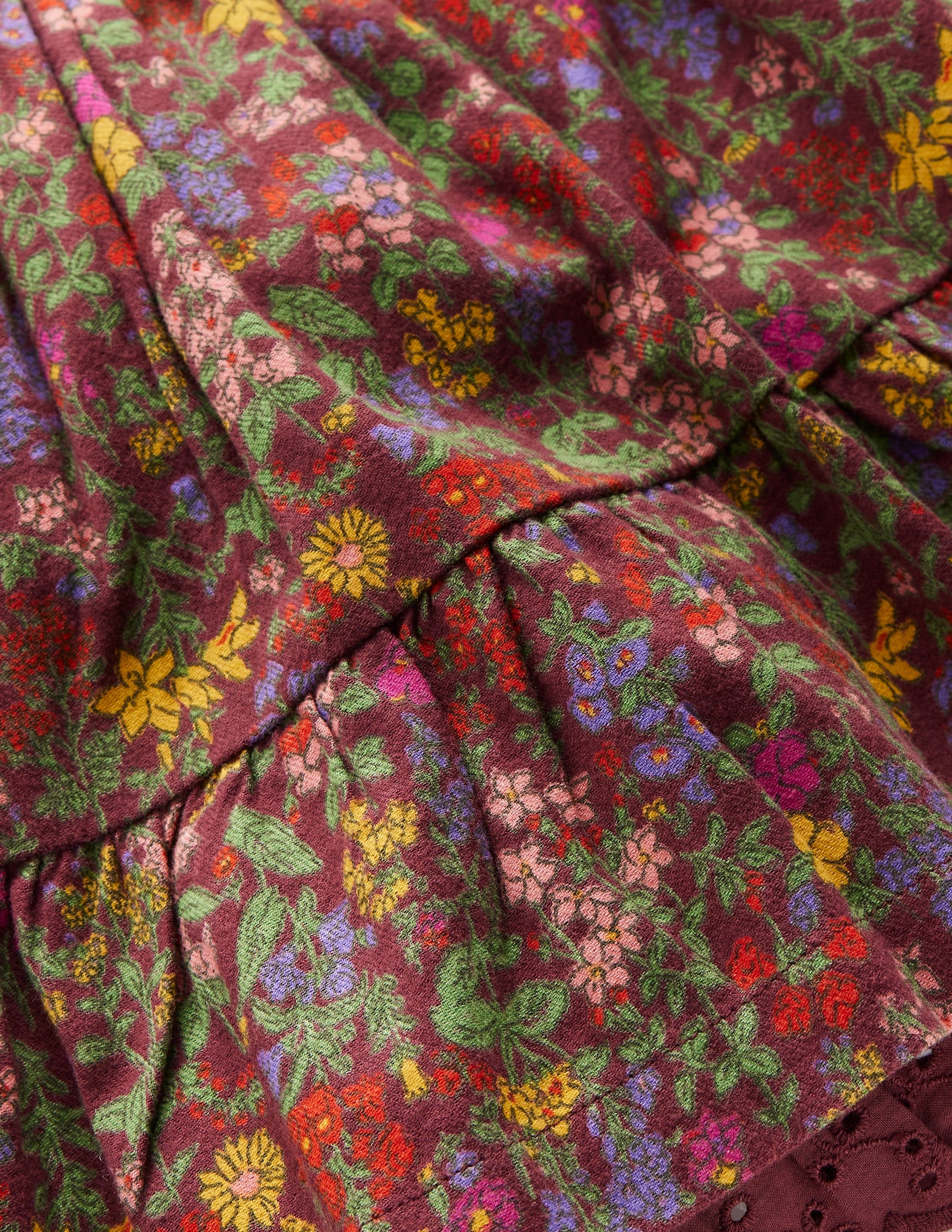 Printed Pull-on Woven Skirt-Chestnut Flower Meadow-4