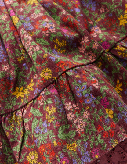 Printed Pull-on Woven Skirt-Chestnut Flower Meadow-4